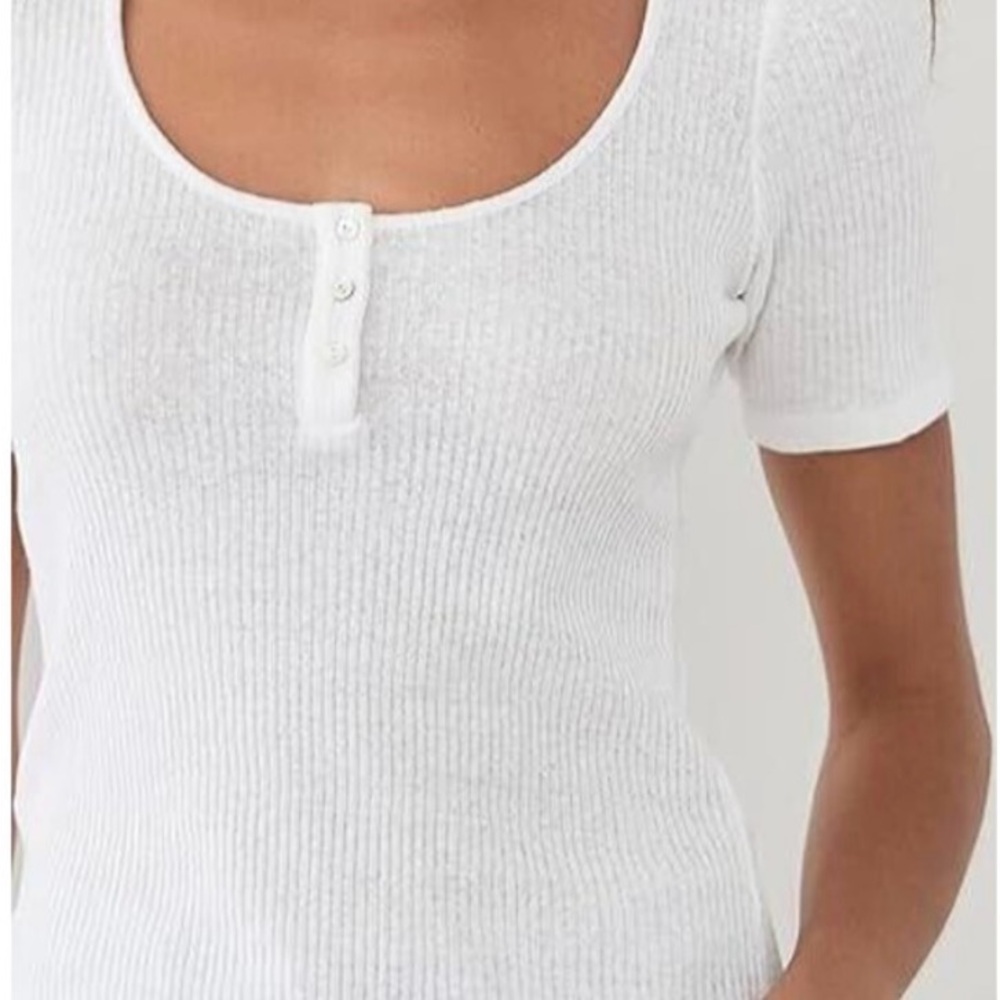 Vince Optic White Ribbed Women's Top
